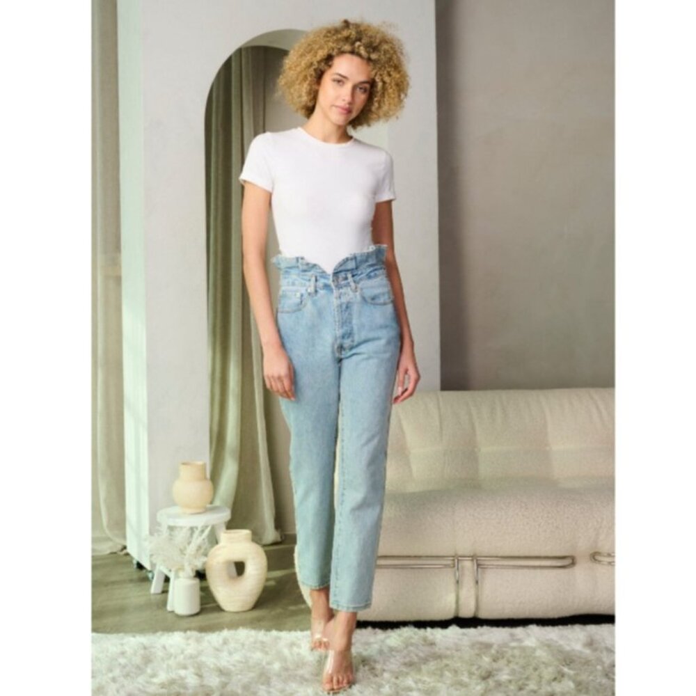 Button Closure High Waisted Denim Jeans
